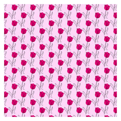 Ornamental Seamless Pattern with Floral Scroll Motif in Pink Tones