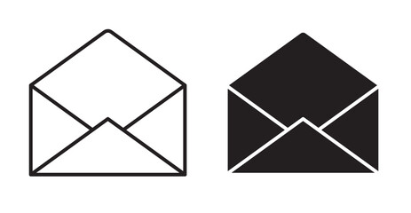 Open envelope icon set flat style. Vector illustration collection.