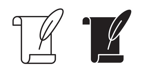 Quill icon set flat style. Vector illustration collection.