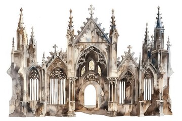 Fototapeta premium Dark academia gothic architecture cathedral building arched.