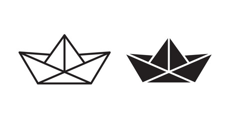 Fototapeta premium Paper boat icon set flat style. Vector illustration collection.