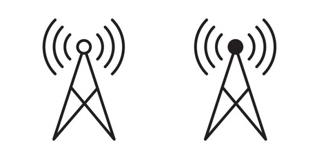Antenna icon set flat style. Vector illustration collection.