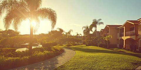 Retirement community on a sunny afternoon -- a great place for senior citizens to live for their golden years