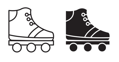Roller skates icon set flat style. Vector illustration collection.