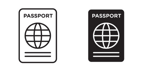 Passport icon set flat style. Vector illustration collection.