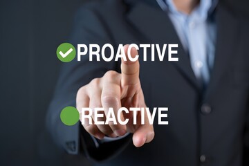Proactive vs Reactive – Strategic Business Decision Making and Leadership Approach Concept.