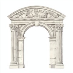 An ancient greek Ornamental arch architecture arched person.