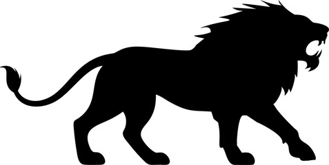 majestic lion silhouette roaring at dawn on the sa (1).eps © razina01
