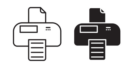 Print button icon set flat style. Vector illustration collection.