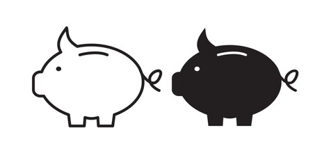 Piggy bank icon set flat style. Vector illustration collection.