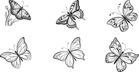 Hand-Drawn Butterfly Clip Art Collection