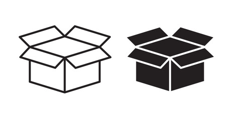 Open box icon set flat style. Vector illustration collection.