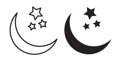Moon icon set flat style. Vector illustration collection.