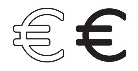 Euro icon set flat style. Vector illustration collection.