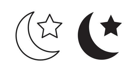 Moon icon set flat style. Vector illustration collection.