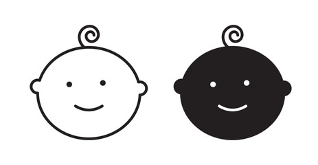 Child face icon set flat style. Vector illustration collection.