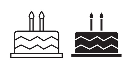 Birthday cake icon set flat style. Vector illustration collection.