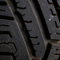 Weathered Tire Tread – Faded Rubber Surface with Dust and Cracks, Ultra Close-Up