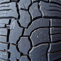Weathered Tire Tread – Faded Rubber Surface with Dust and Cracks, Ultra Close-Up