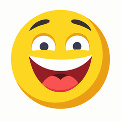 Fototapeta premium A 3d classic yellow color emoji with a big smile 