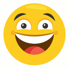 Fototapeta premium A 3d classic yellow color emoji with a big smile 