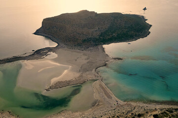 Golden hour at Balos Bay and tiny island near Chania, Crete