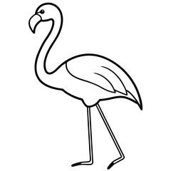Minimal Line Art Flamingo