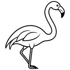 Minimal Line Art Flamingo
