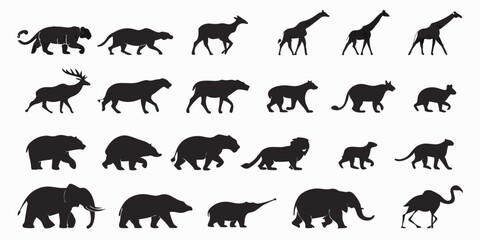 silhouette-of-Silhouette of Animals. Wildlife Vector Icons for Nature and Design