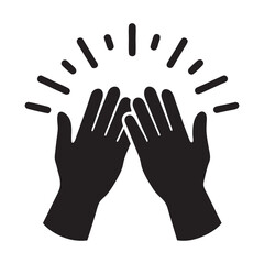 Clapping Hands Icon - Applause & High Five Pictogram, Applause gesture icon. Clap hands symbol. Congratulation or cheering isolated concept

