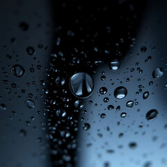 Black Glass Surface with Water Droplets – Reflective Macro Texture in Moody Lighting

