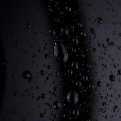 Black Glass Surface with Water Droplets – Reflective Macro Texture in Moody Lighting