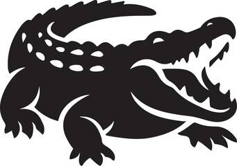 A fierce alligator silhouette, a powerful and fearsome predator in a stylized graphic design.