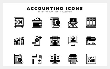 15 Accounting Lineal Fill icons pack. vector illustration.