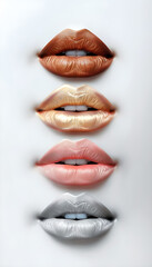 Striking Digital Artwork Of Four Stacked Lip Prints