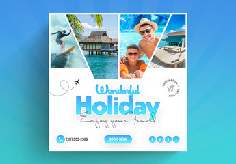 Holiday Social Media Post Layout with Blue Accents