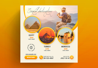 Travel Social Media Post Layout with Orange Accents