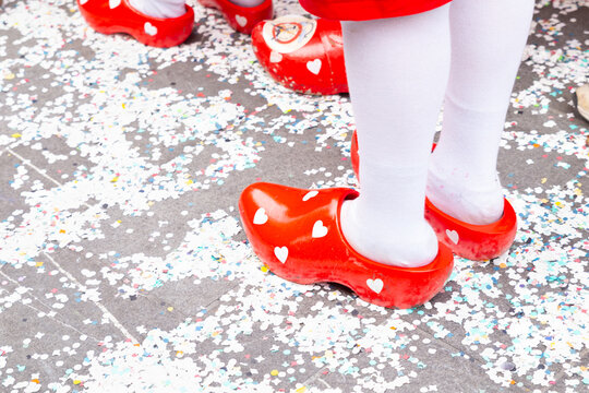 Basel carnival 2025. Colorful wooden shoes