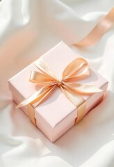 Pink gift box with ribbon and bow