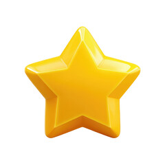 Fototapeta premium Glossy yellow star shape with defined edges and highlights. transparent background