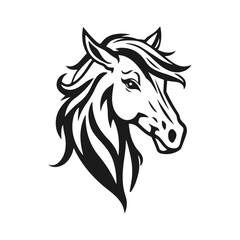 Horse head silhouette, horse head logo, animal emblem, horse symbol, vector illustration