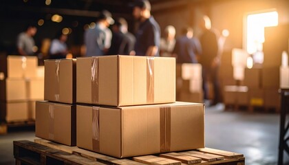 Film set action with box stack and blurred crew production environment logistics overview