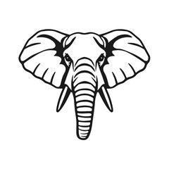 Elephant head silhouette, isolated vector illustration, wild animal graphic design	