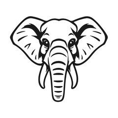 Elephant head silhouette, isolated vector illustration, wild animal graphic design	