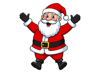 Cartoon Santa Claus with Arms Raised in Joyful Celebration