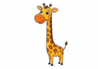 Fototapeta premium Cartoon Giraffe Standing with a Long Neck and Spots