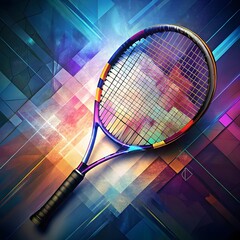 view of tennis racket with digital art effect