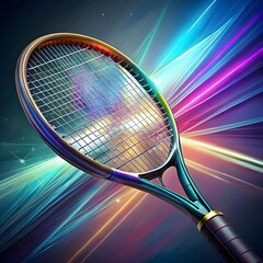 view of tennis racket with digital art effect