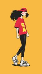 Vibrant Animated Character in Casual Streetwear Style