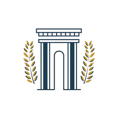 Elegant Architectural Structure with Symmetrical Branches in Blue and Gold